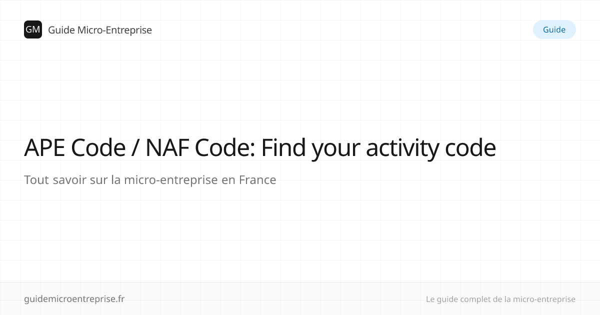 APE Code / NAF Code: Find your activity code