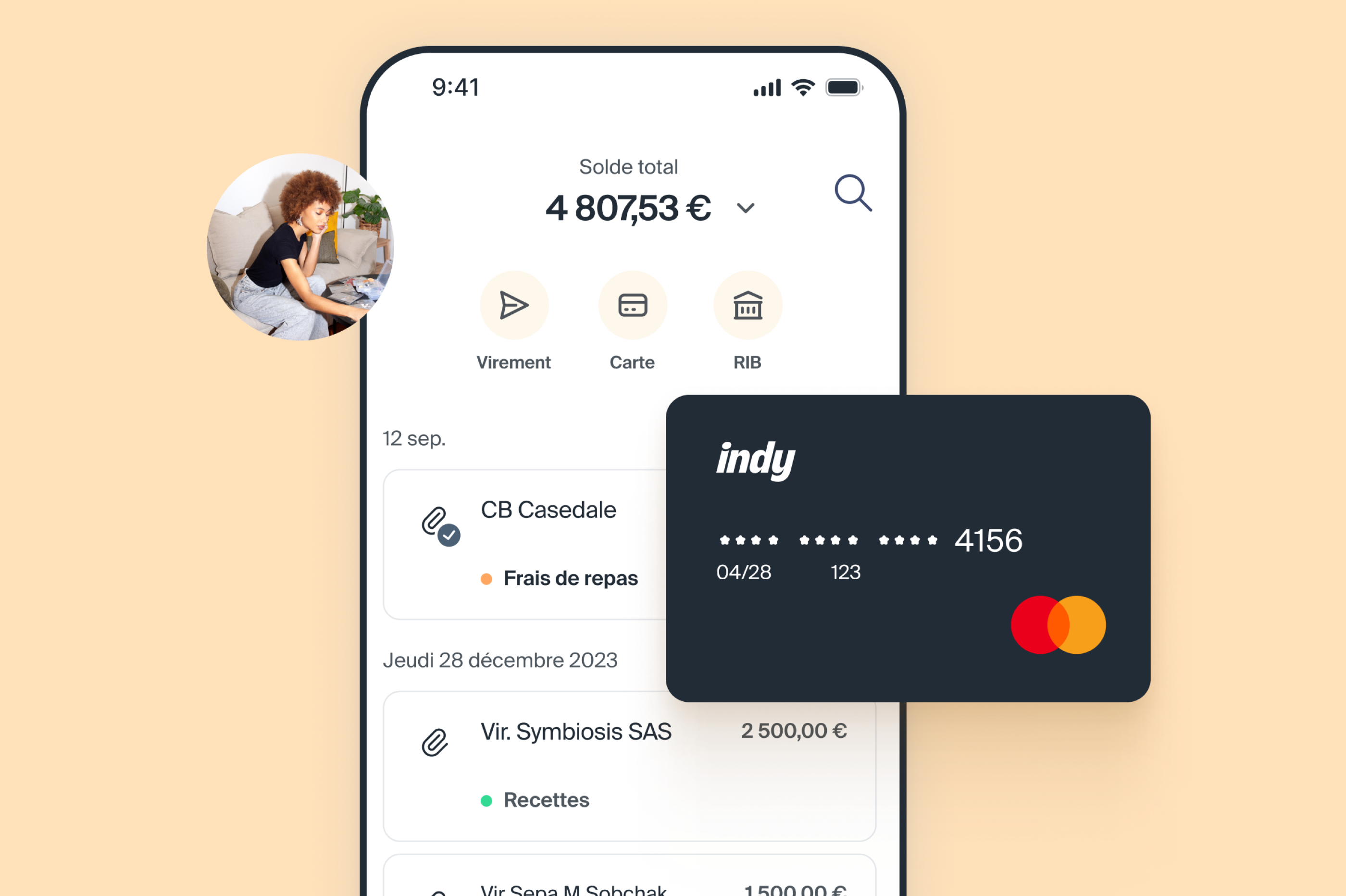 Compte pro Indy — interface de gestion du compte bancaire professionnel