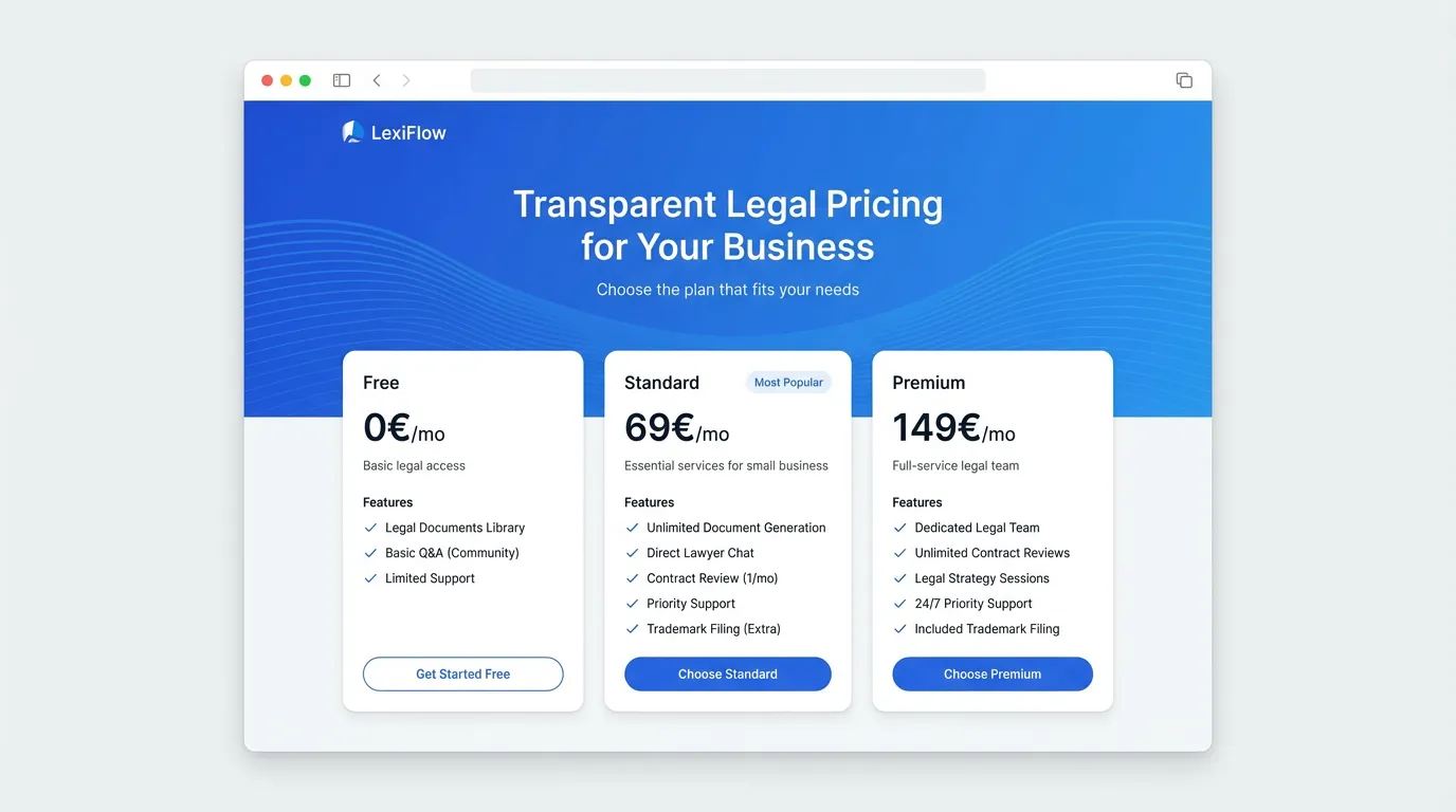 Grille tarifaire LegalPlace 2026